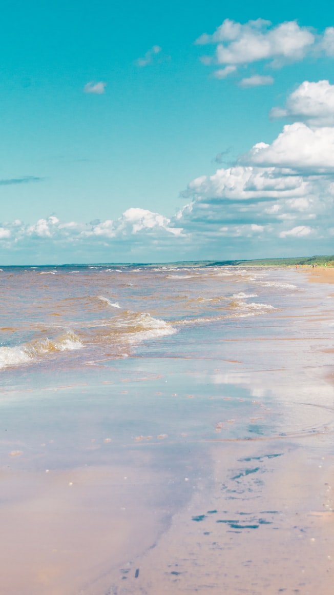 Jūrmala white sand beach with wooden villas